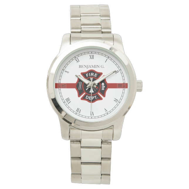 Reloj De Pulsera Thin Red Line Personalizada Fire Rescue Themed (Anverso)