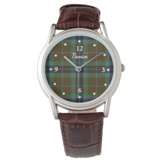Reloj De Pulsera Thomson Tartán Plaid Fachado Personalizado Watch (Anverso)