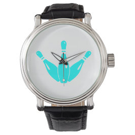 Reloj De Pulsera Three Bowling Pins Aqua Blue