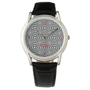 Reloj De Pulsera Thunder_Cove de patrón de radiación blanco negro