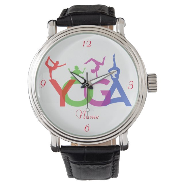 Reloj De Pulsera Thunder_Cove: Siluetas de yoga envenenadas (Anverso)