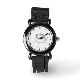 Reloj De Pulsera tiburón acuarela sonriendo gris verde océano anima