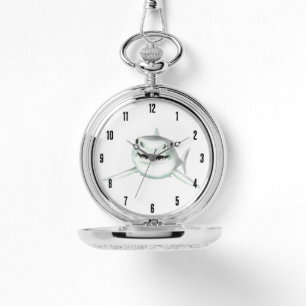 Reloj De Pulsera tiburón acuarela sonriendo gris verde océano anima