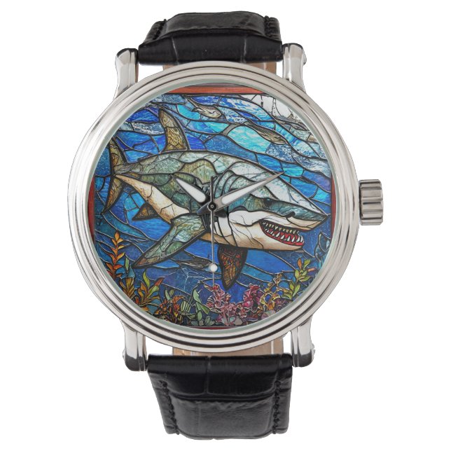 Reloj De Pulsera Tiburón de vidrio emplomado (Anverso)