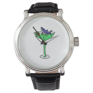 Reloj De Pulsera Tiburón divertido en el vidrio verde de Martini