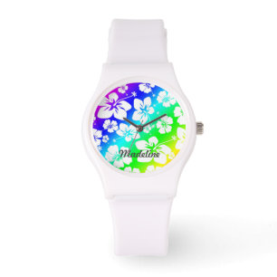 Reloj De Pulsera Tie Dye Hisbiscus Watch con nombre PERSONALIZABLE