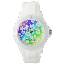 Reloj De Pulsera Tie Dye Hisbiscus Watch con nombre PERSONALIZABLE