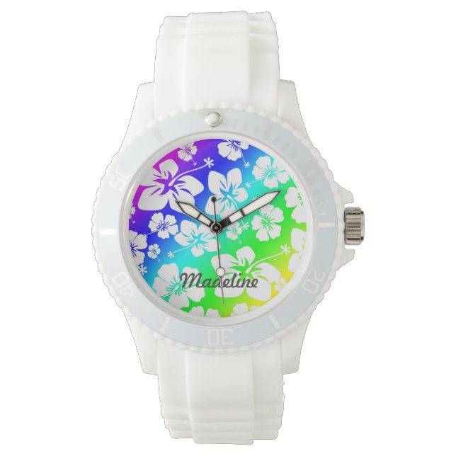 Reloj De Pulsera Tie Dye Hisbiscus Watch con nombre PERSONALIZABLE (Anverso)