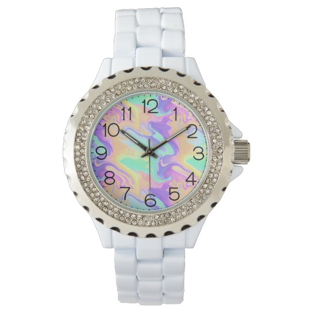 Reloj De Pulsera Tie Dye Swirl Marble Retro Groovy (Anverso)