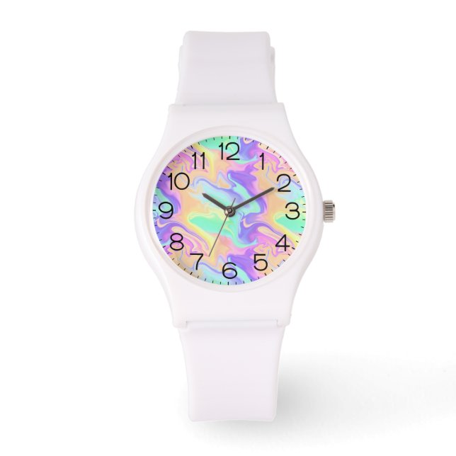 Reloj De Pulsera Tie Dye Swirl Marble Retro Groovy (Anverso)