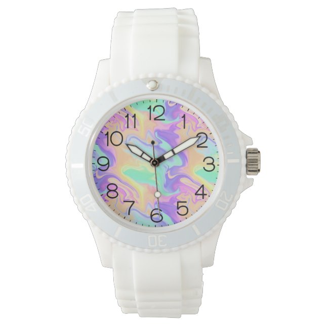 Reloj De Pulsera Tie Dye Swirl Marble Retro Groovy (Anverso)