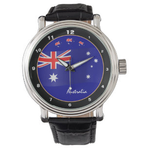 Reloj De Pulsera Tiempo australiano y bandera australiana / Austral