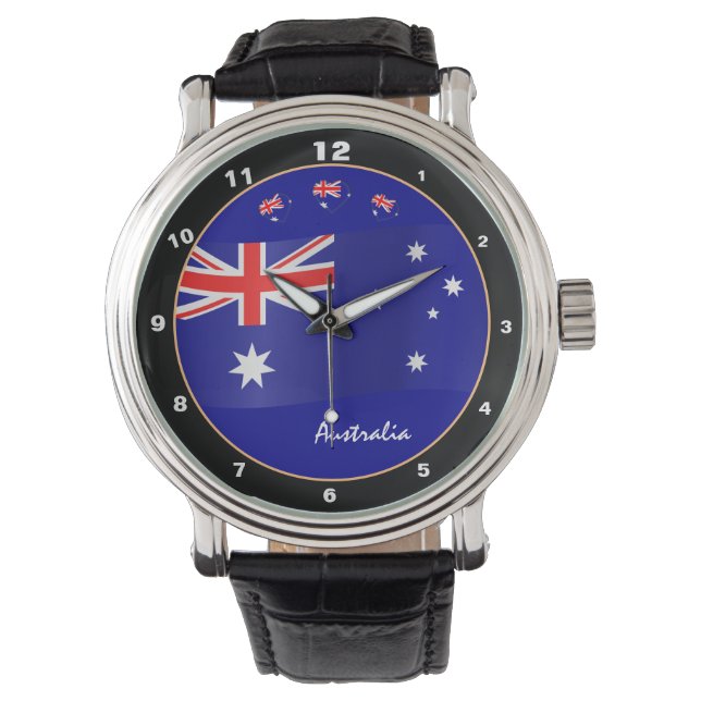 Reloj De Pulsera Tiempo australiano y bandera australiana / Austral (Anverso)