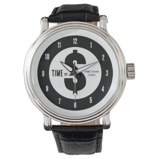 Reloj De Pulsera Tiempo = $ Cada Segundo Cuenta Blanco y Negro