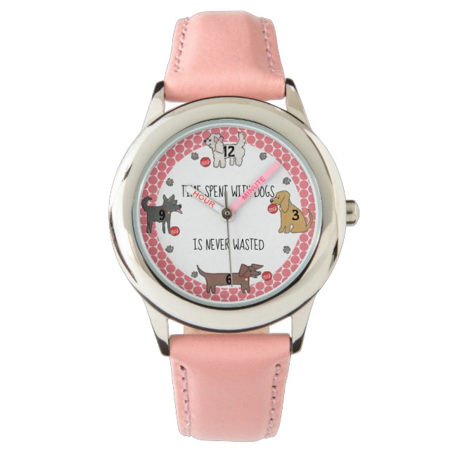 Reloj De Pulsera Tiempo Con Perros Nunca Desperdiciado Perro Los Ni (Anverso)