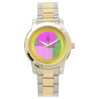 Reloj De Pulsera Tiempo de cuadrados rosados modernos