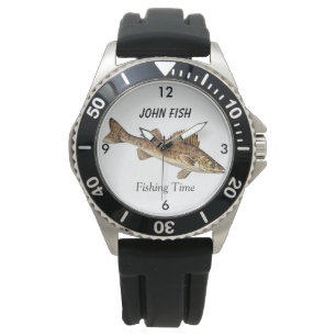 Reloj De Pulsera "Tiempo de pesca" personalizado con Walleye Pike