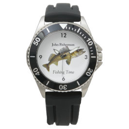 Reloj De Pulsera "Tiempo de pesca" personalizado con Walleye Pike W