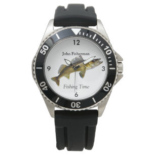 Reloj De Pulsera "Tiempo de pesca" personalizado con Walleye Pike W