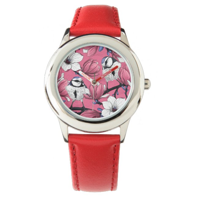 Reloj De Pulsera Tiempo de primavera en rosa (Anverso)