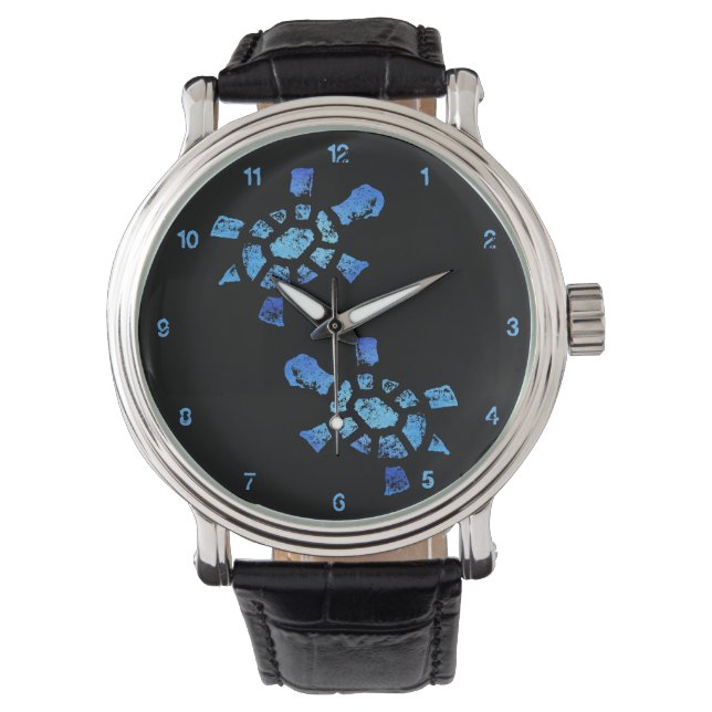 Reloj De Pulsera Tiempo de tortuga de agua azul (Anverso)