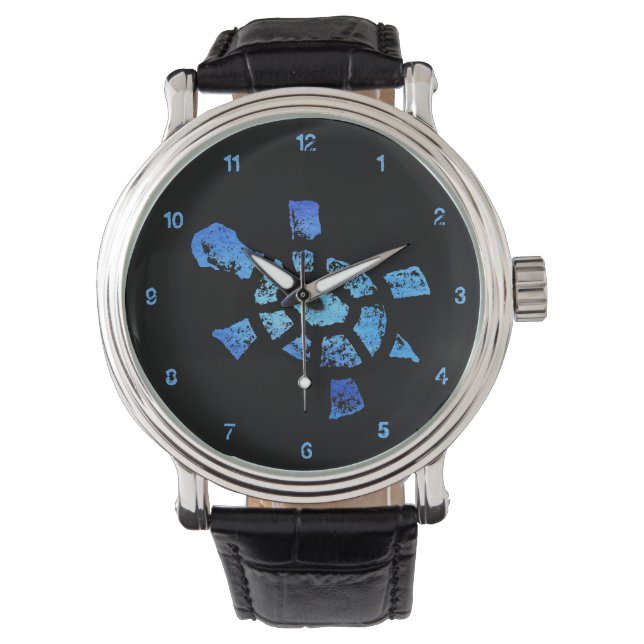 Reloj De Pulsera Tiempo de tortuga de agua azul (Anverso)
