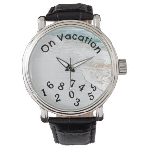 Reloj De Pulsera Tiempo De Vacaciones En Madera Pintada