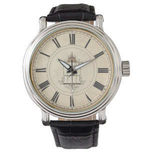 RELOJ DE PULSERA TIEMPO RÚSTICO DE LOS NUMERALES ROMANOS ANTIGUOS