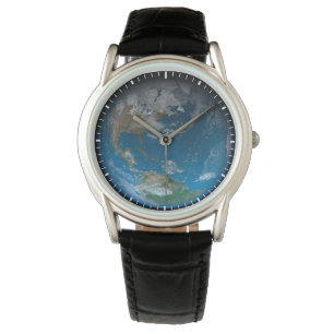 Reloj De Pulsera Tierra Completa Con América Del Norte Y Del Sur.