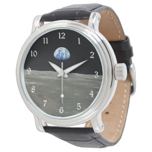 Reloj De Pulsera Tierra desde la luna en el espacio negro: Surco