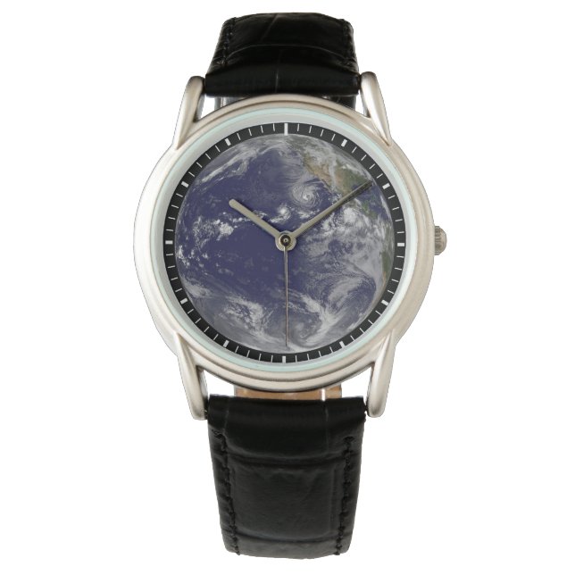 Reloj De Pulsera Tierra Llena Que Muestra Varias Tormentas Tropical (Anverso)