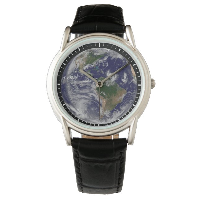 Reloj De Pulsera Tierra Plena Con Tormentas Tropicales En El Atlánt (Anverso)