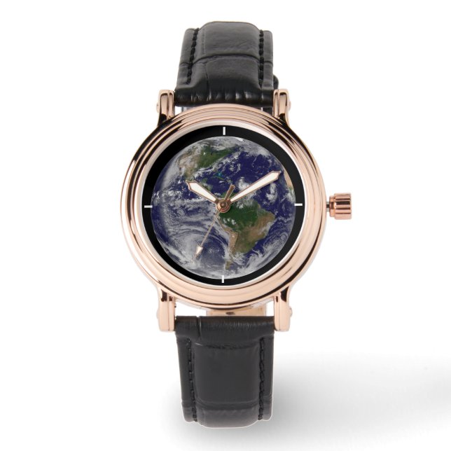 Reloj De Pulsera Tierra Plena Con Tormentas Tropicales En El Atlánt (Anverso)