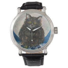 Reloj De Pulsera Tiger Tabby Cat Moon Night Maureen Girard