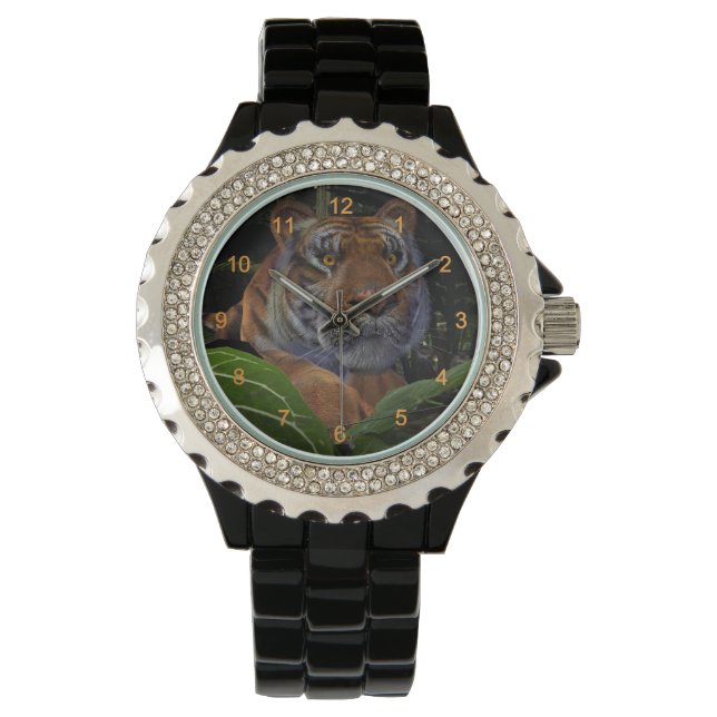 Reloj De Pulsera Tigre agachándose en la selva (Anverso)