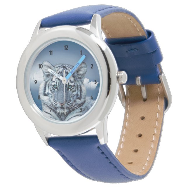 Reloj De Pulsera Tigre blanco azul (Angular)