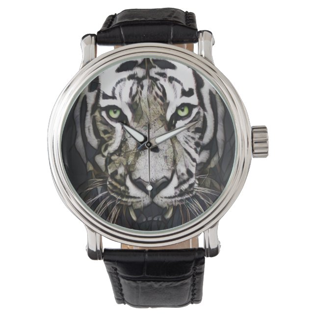 Reloj De Pulsera Tigre blanco de vidrio templado (Anverso)