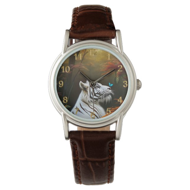 Reloj De Pulsera Tigre Blanco Esos Momentos Amantes, Señoras Vean (Anverso)