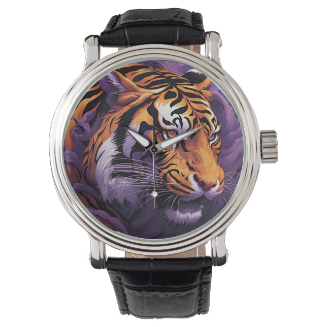 Reloj De Pulsera Tigre en morado (Anverso)
