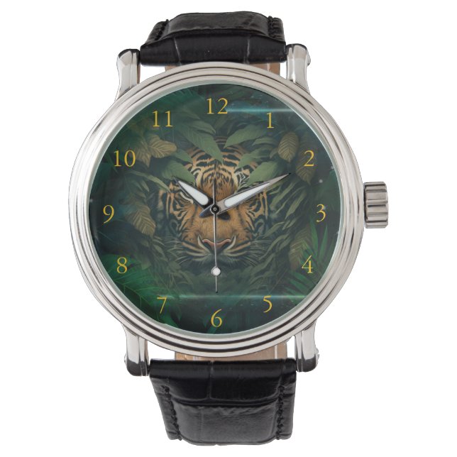 Reloj De Pulsera Tigre escondido en el follaje               (Anverso)