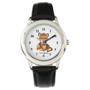 Reloj De Pulsera tigre lindo agregar nombre animal de jungla