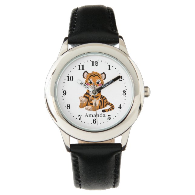 Reloj De Pulsera tigre lindo agregar nombre animal de jungla (Anverso)