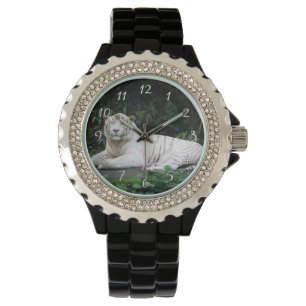 Reloj De Pulsera Tigre negro y blanco bengalí relajado y sonriente