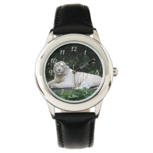 Reloj De Pulsera Tigre negro y blanco bengalí relajado y sonriente