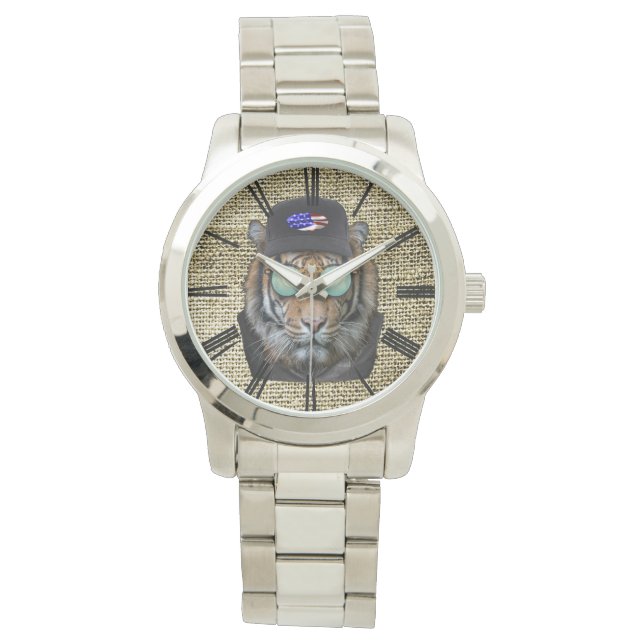 Reloj De Pulsera Tigre salvaje de Bengala con gafas de sol (Anverso)
