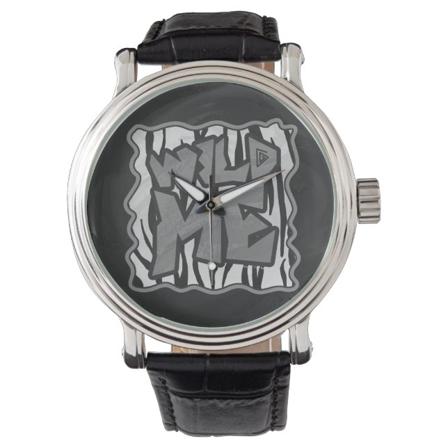 Reloj De Pulsera Tigre salvaje Impresión en blanco y negro (Anverso)