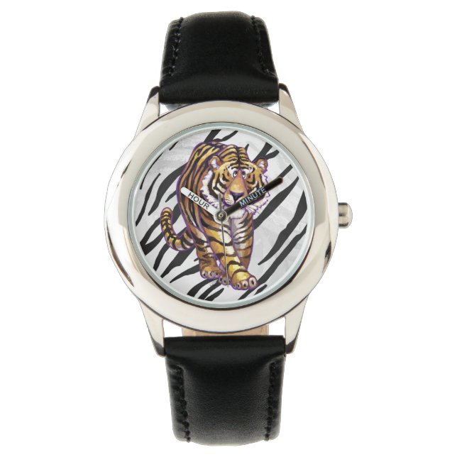 Reloj De Pulsera Tigre salvaje Impresión en blanco y negro (Anverso)
