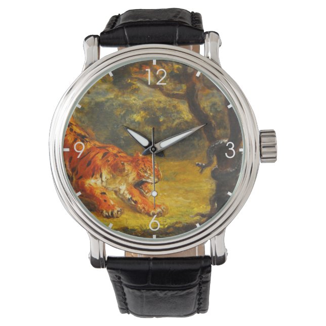 Reloj De Pulsera Tigre salvaje y serpiente (arte animal) (Anverso)