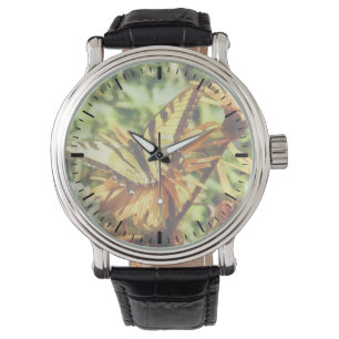 Reloj De Pulsera Tigre Swallowtail en Flor Silvestre Amarilla