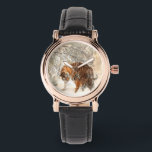 Reloj De Pulsera tigres en la nieve<br><div class="desc">Mamá y niño tigre caminando sobre la nieve.</div>